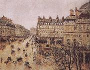 Camille Pissarro rain in the French Theater Square France oil painting artist